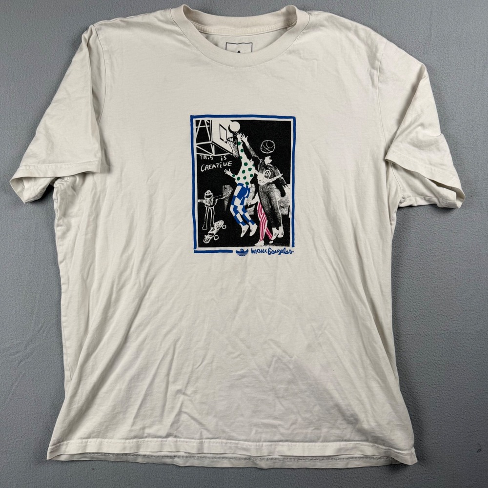 Adidas Marc Gonzales Shmoo Skateboarding Graphic T-Shirt Mens XL HS3047 Cream